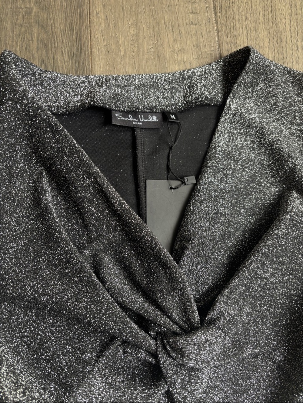 Sandra Venditti | NWT Sparkle Metallic Long-Sleeve Sheath Dress Black Silver Med - Picture 4 of 13